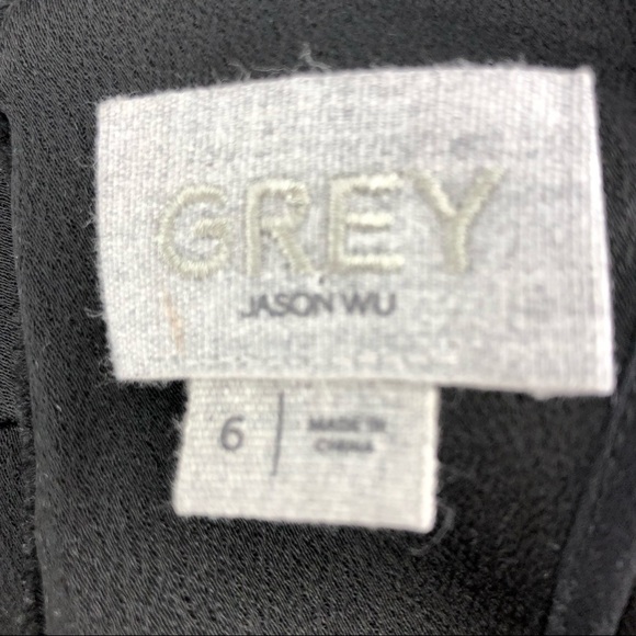 Grey by Jason Wu Black Satin Flounce Hem Sheath Dress V-neck Sleeveless Size 6 - Picture 9 of 10